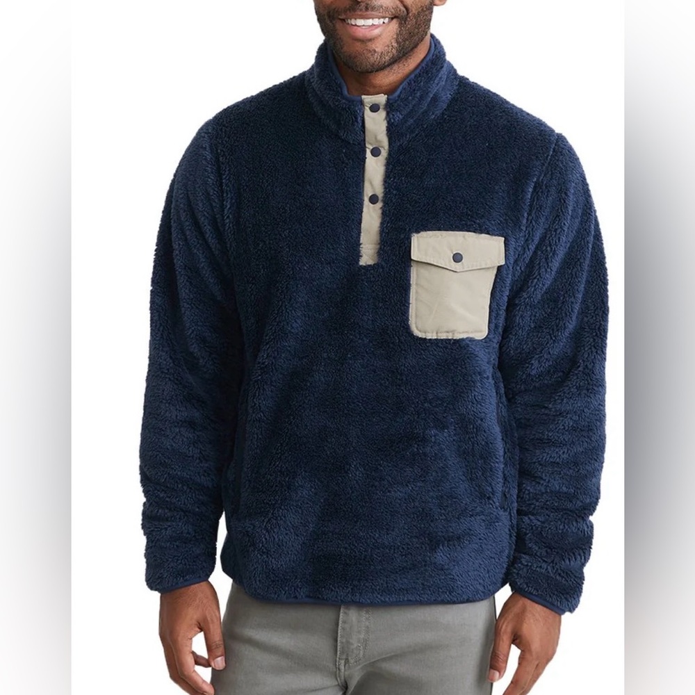 Marine Layer Navy Fleece with Tan Detail
COLLECTION
RE-SPUN SHERPA CORBET